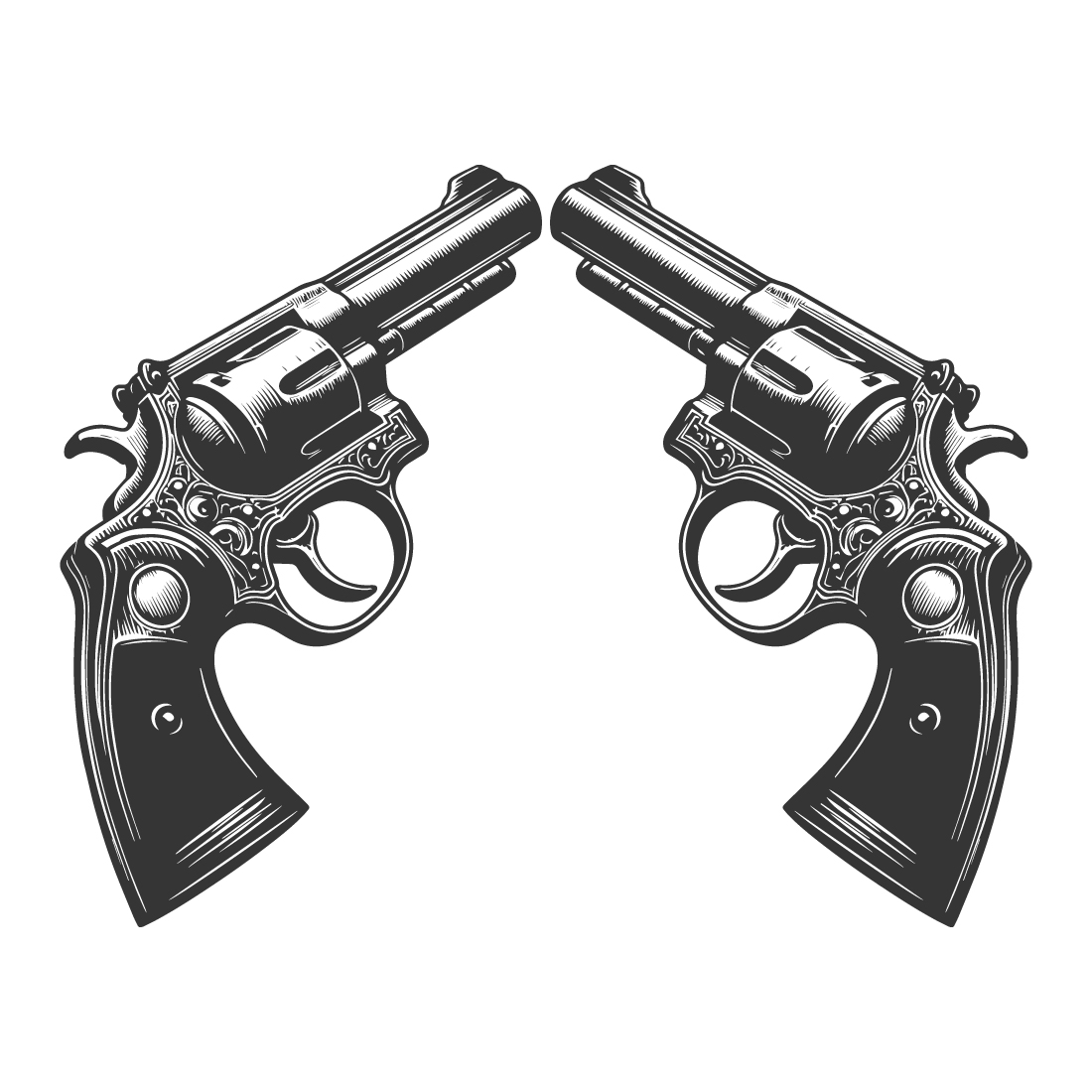 Revolver Rifle Vector Illustration – Vintage Engraved Gun Design preview image.