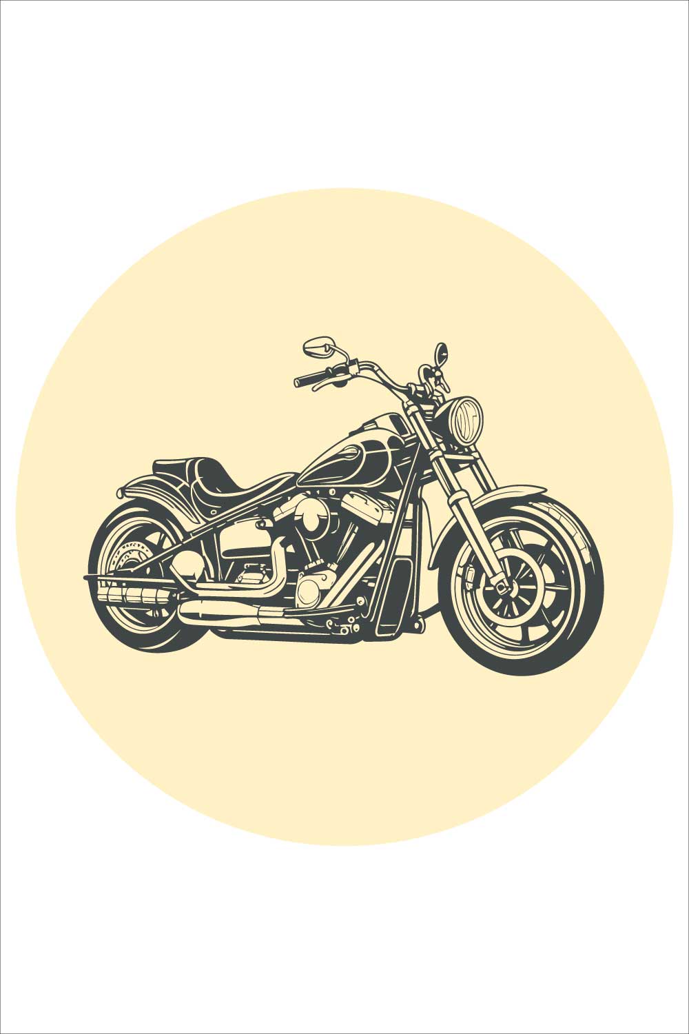 Vector of motorcycle isolated on white background Monochrome style pinterest preview image.