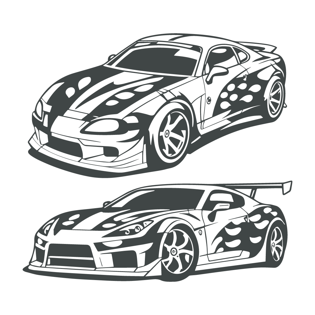 Black and white car vector illustration for conceptual design preview image.