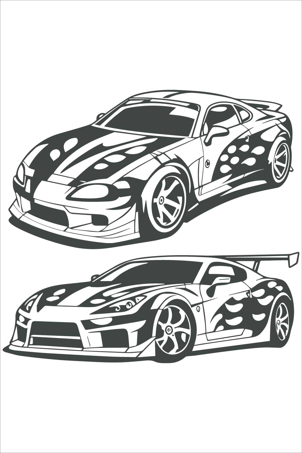 Black and white car vector illustration for conceptual design pinterest preview image.