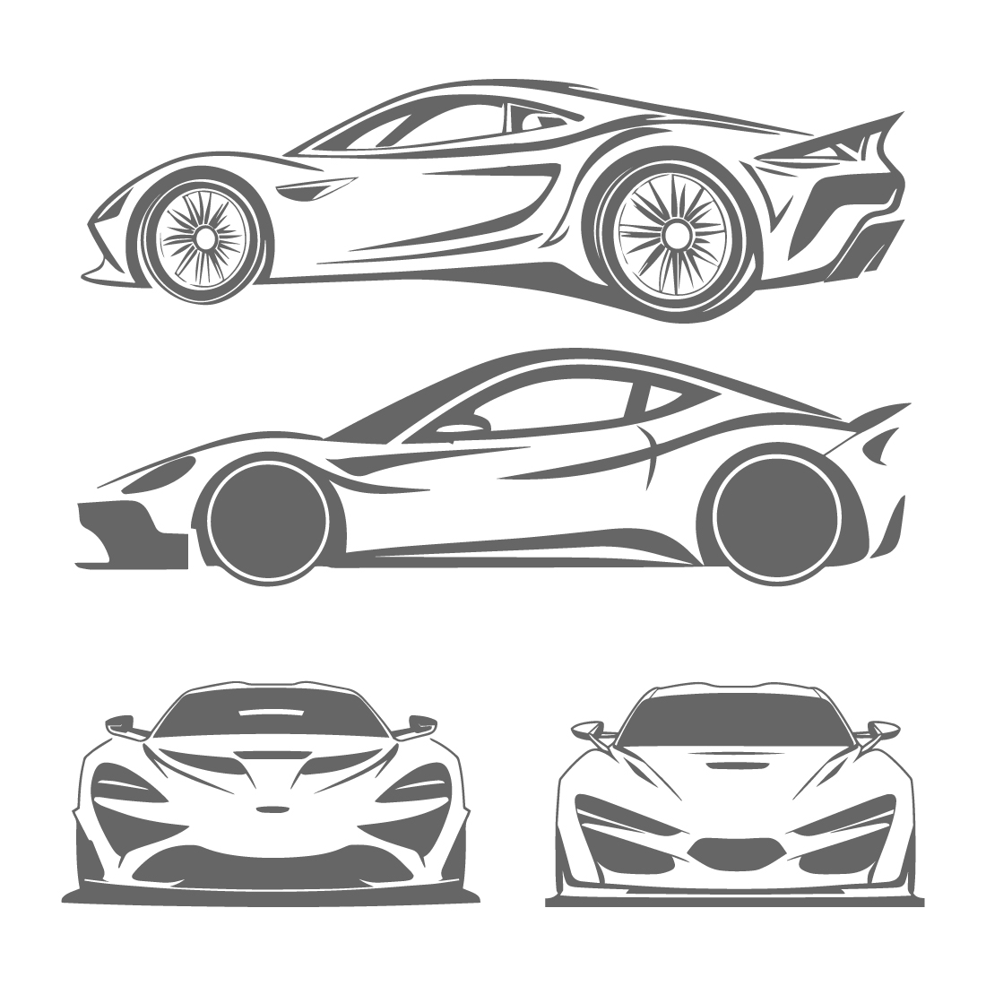 decorative silhouettes of great cars preview image.