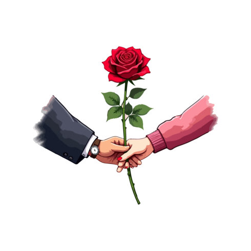 Man's hand giving a rose isolated on white cover image.