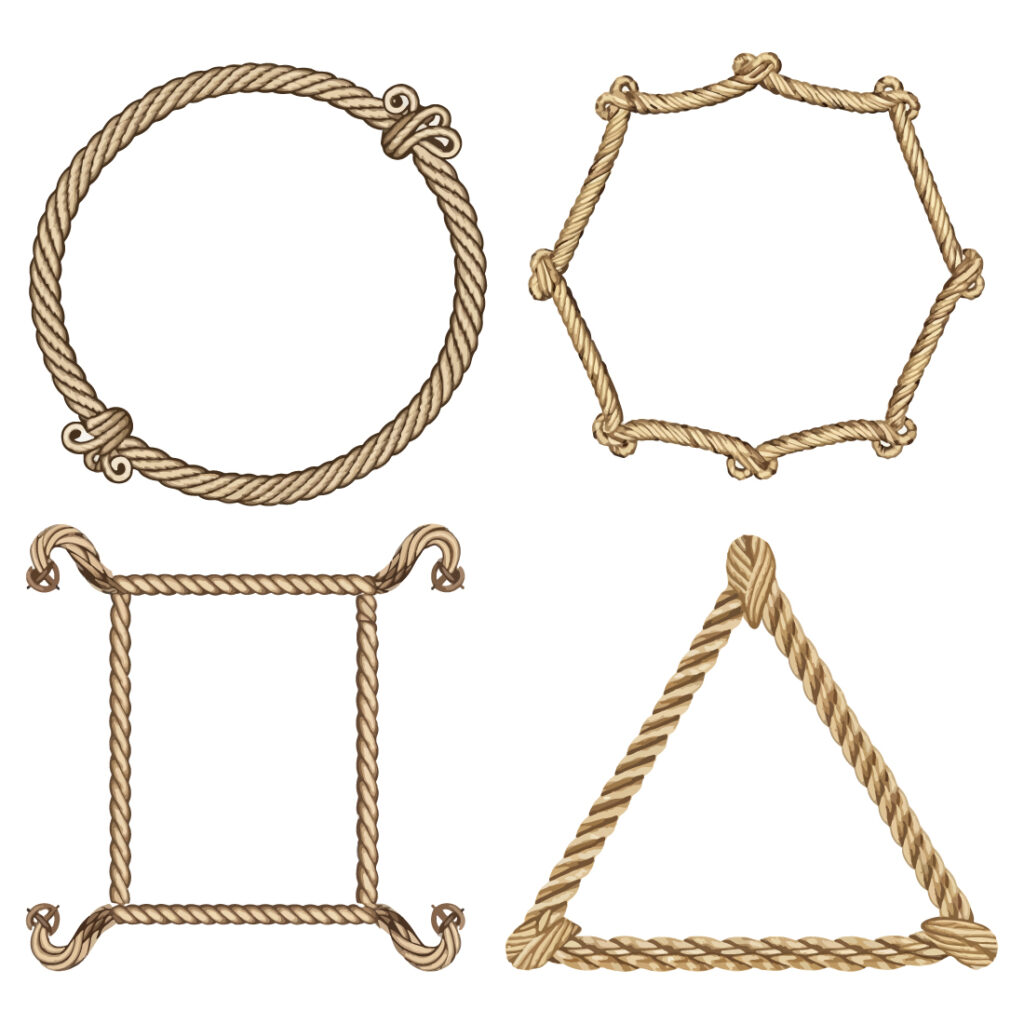 Shape Using Rope Single Realistic rope in different shape collection - MasterBundles