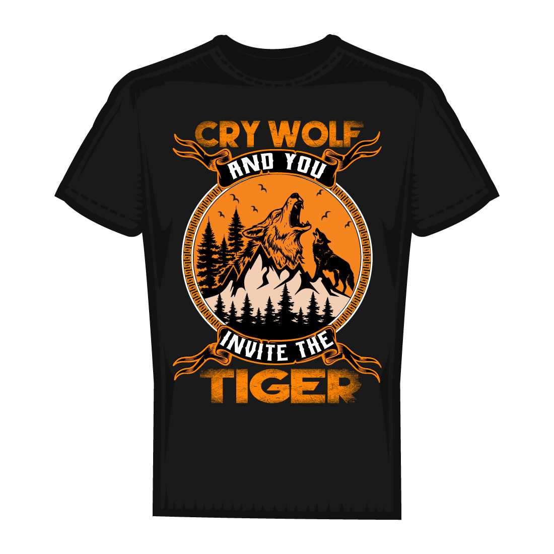 Wild wolf head shirt design vector illustration preview image.