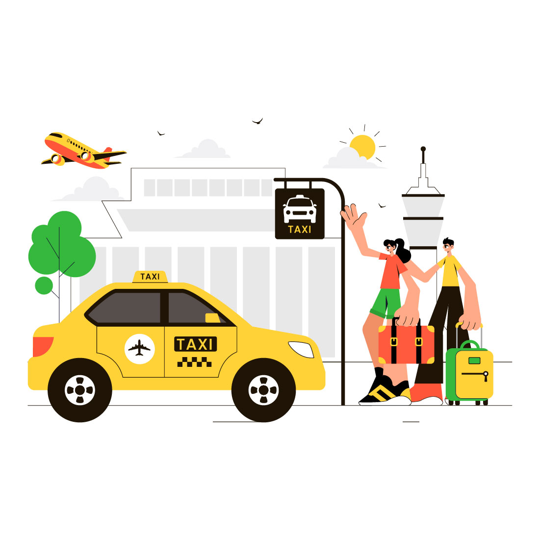 9 Airport Taxi Service Illustration preview image.