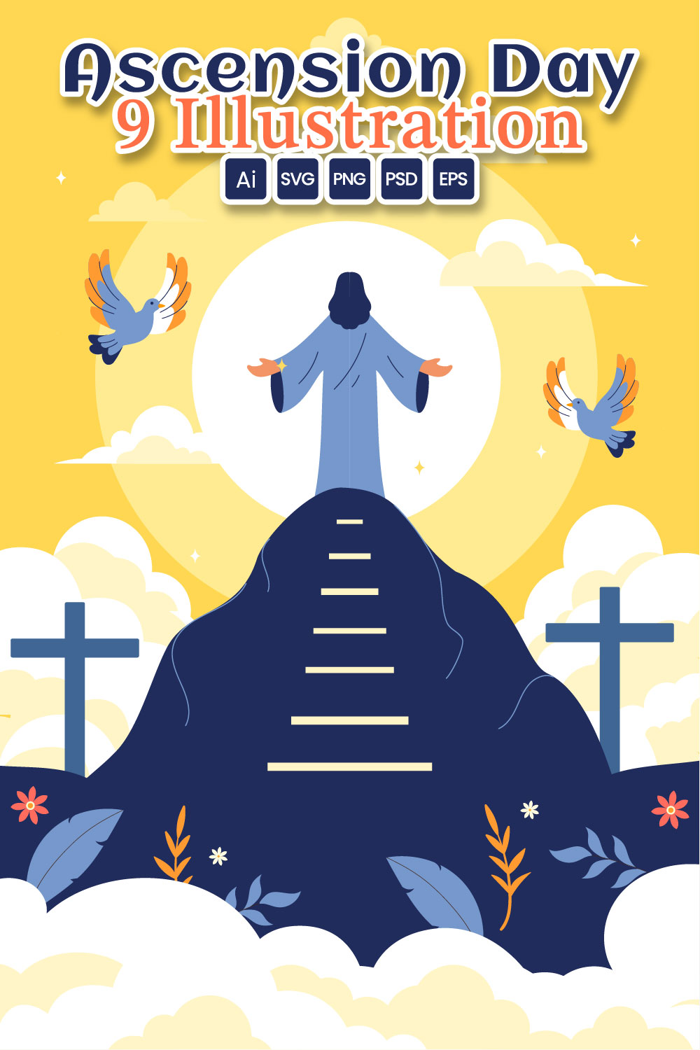 9 Christian Ascension Day Illustration pinterest preview image.