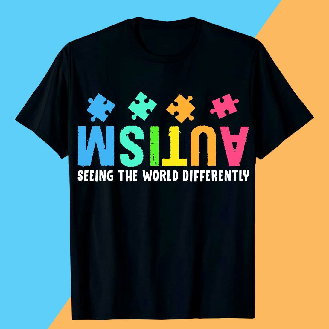 Autism Awareness "Seeing the World Differently T shirt Design Eps preview image.