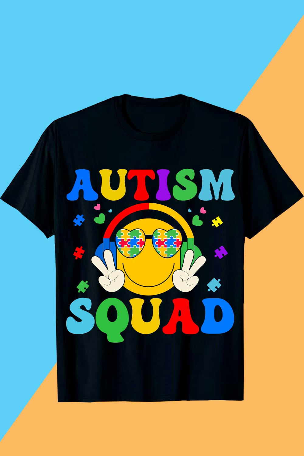 Autism Squad Cool Emoji Design t-shirt EPS pinterest preview image.