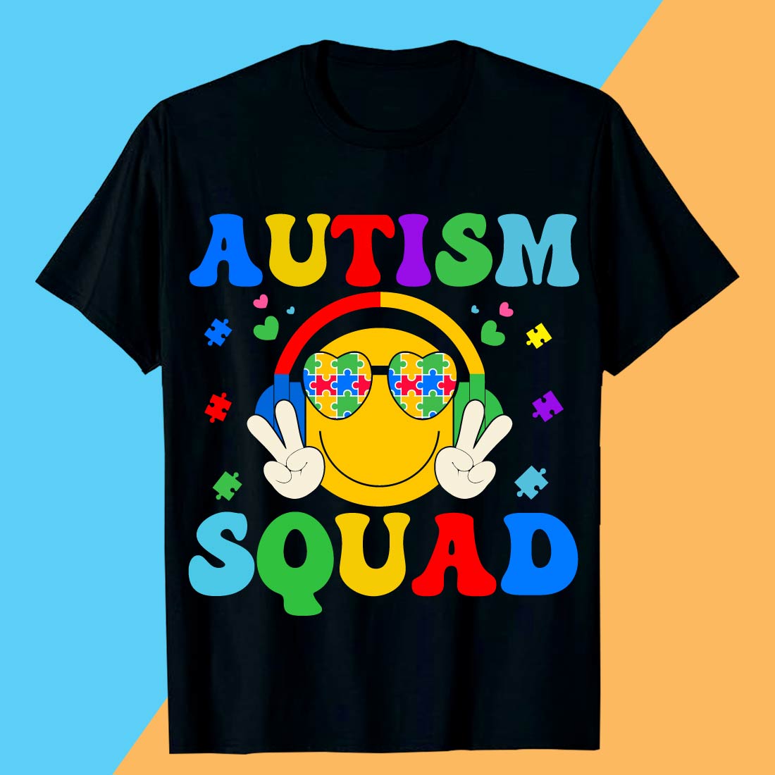 Autism Squad Cool Emoji Design t-shirt EPS preview image.