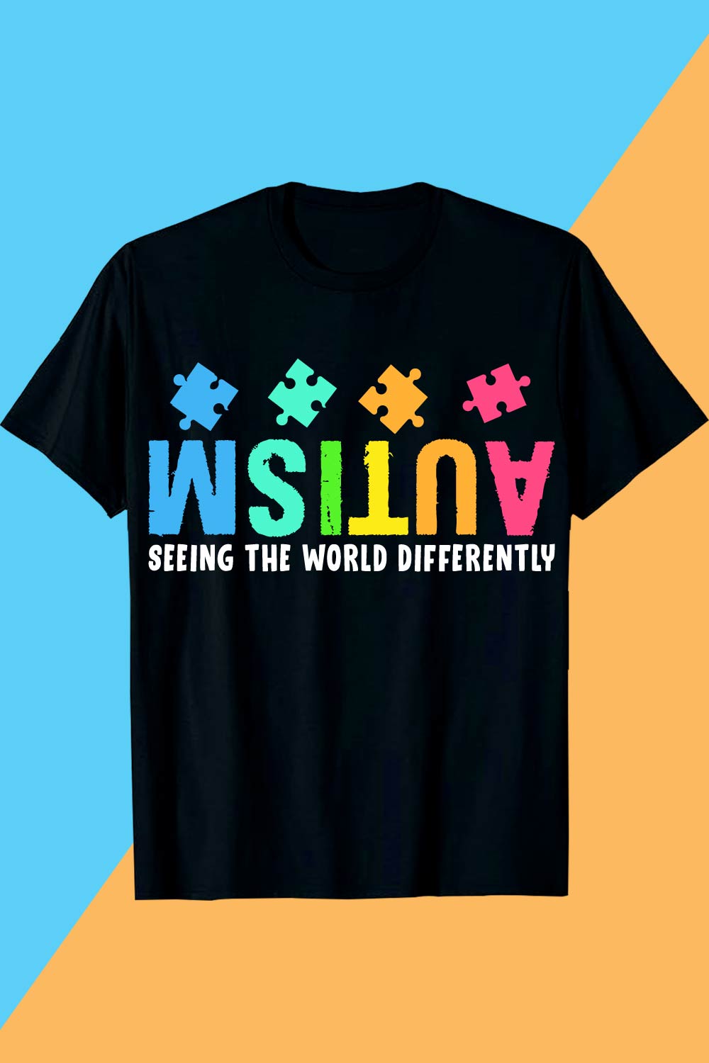 Autism Awareness "Seeing the World Differently T shirt Design Eps pinterest preview image.