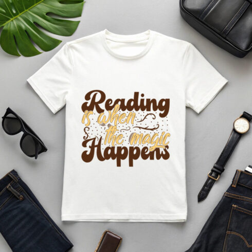 Beautiful book lover quote for t-shirts, mugs, posters, and tote bags reading t shirt design cover image.