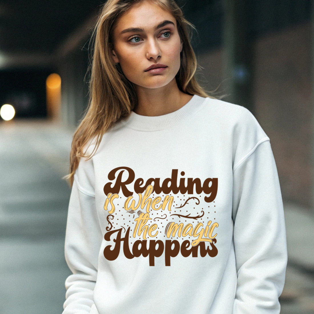 beautiful book lover quote for t shirts mugs posters and tote bags. reading t shirt design. 4 with female sweatshirt mock up 367