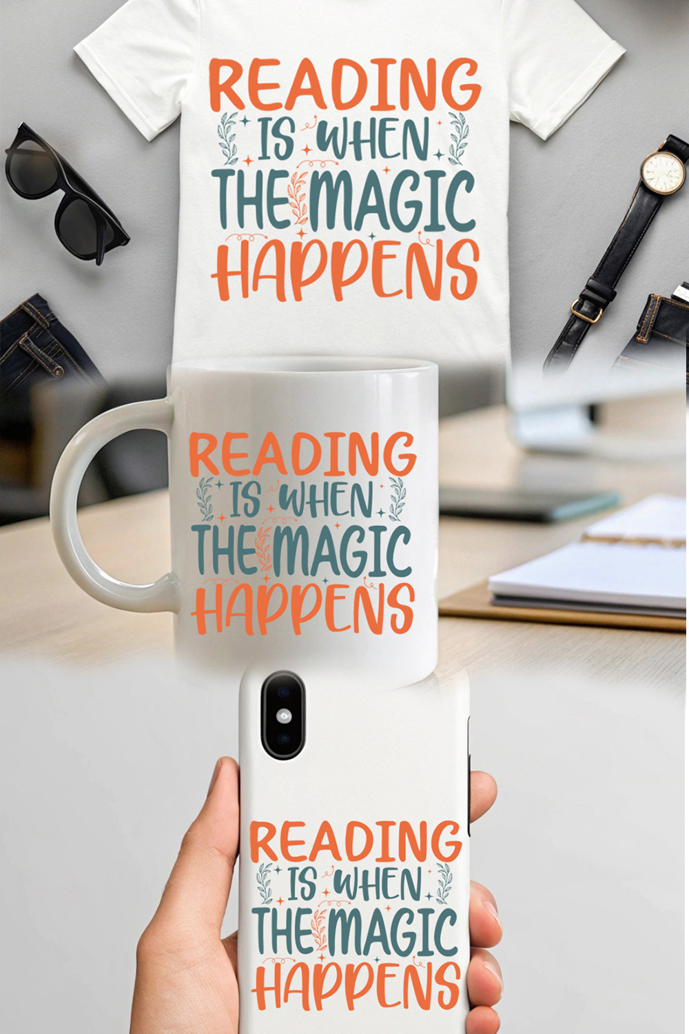 Cute Bookish Typography Graphic - Perfect for T-Shirts and Merch pinterest preview image.