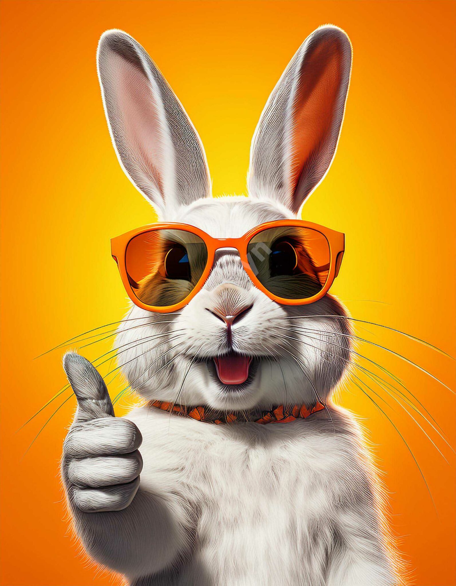 Cool White Rabbit with Orange Sunglasses Giving a Thumbs-Up - MasterBundles