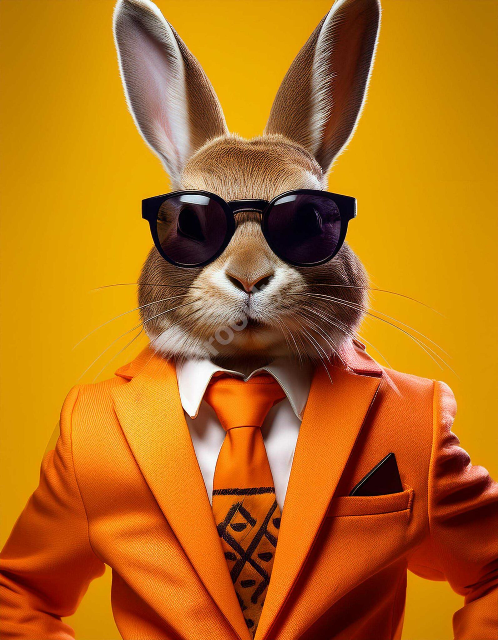 Cool White Rabbit with Orange Sunglasses Giving a Thumbs-Up - MasterBundles