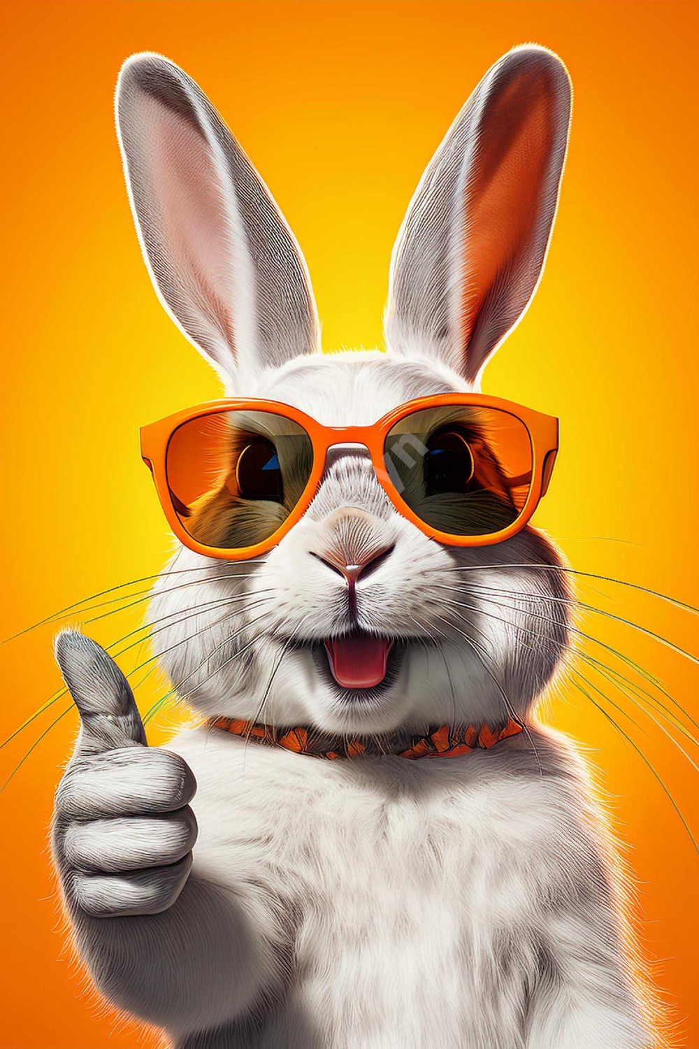 Cool White Rabbit with Orange Sunglasses Giving a Thumbs-Up pinterest preview image.