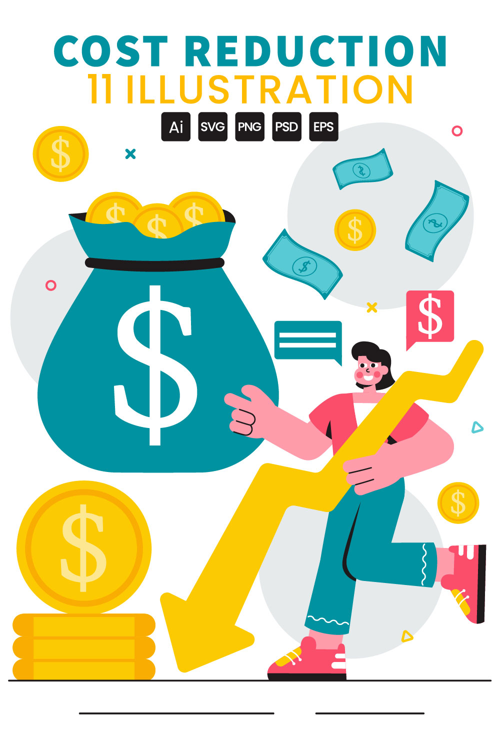 11 Cost Reduction Business Illustration pinterest preview image.