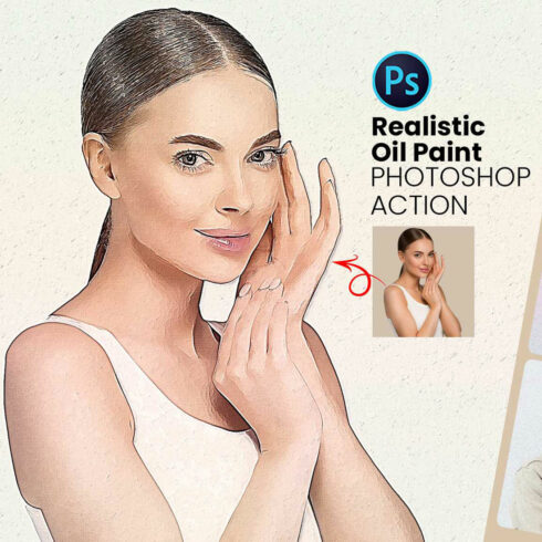 Realistic Oil Paint Photoshop Action cover image.