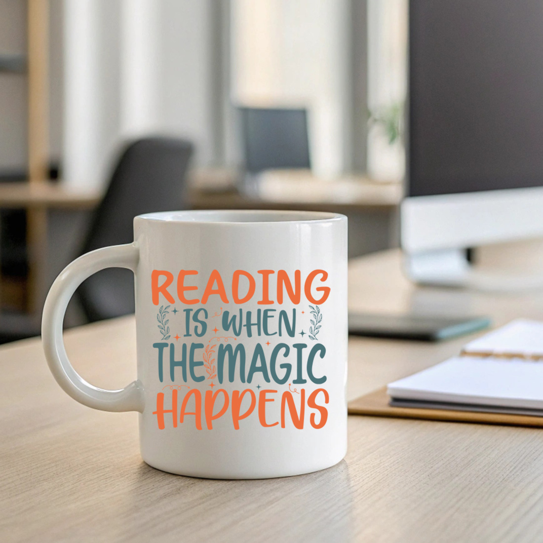 cute bookish typography graphic perfect for t shirts and merch 2 with mug mock up 732