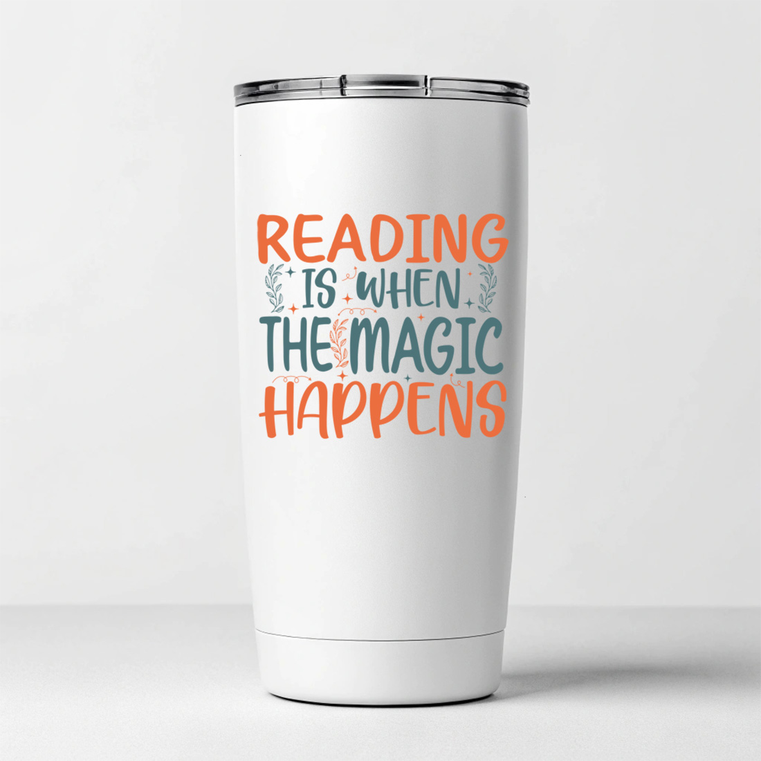 cute bookish typography graphic perfect for t shirts and merch 8 white tumblers mockup 104