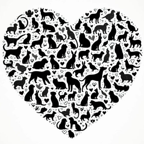 Heart-Shaped Animal Silhouette Poster | Perfect Decor for Pet Lovers cover image.