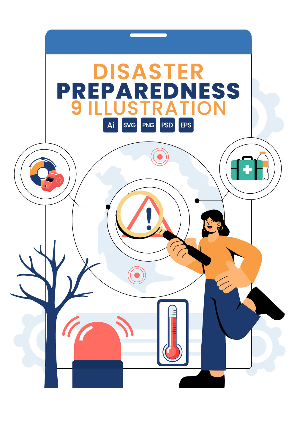 9 Emergency Disaster Preparedness Illustration pinterest preview image.