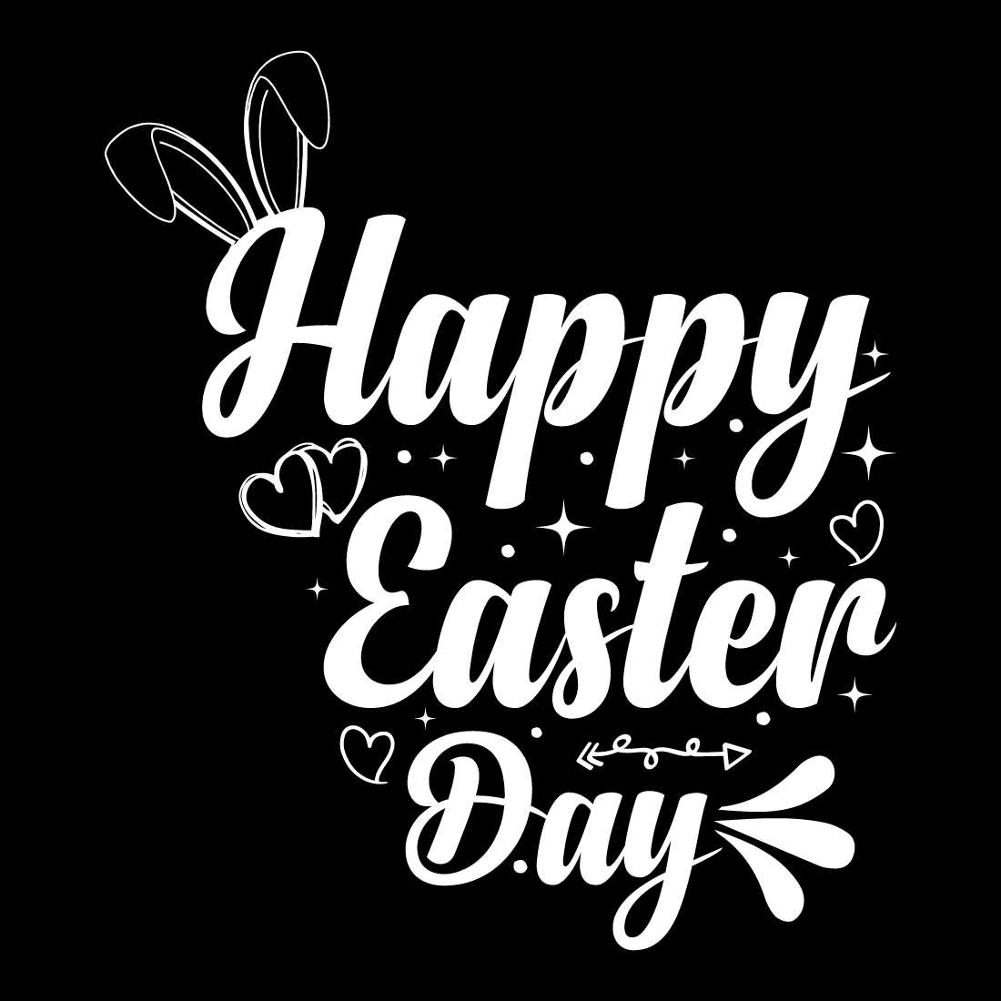 Happy Easter Day Image with Bunny Ears and Decorative Elements cover image.