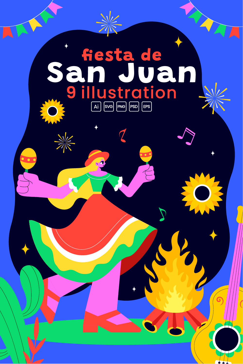 9 Fiesta de San Juan Illustration pinterest preview image.