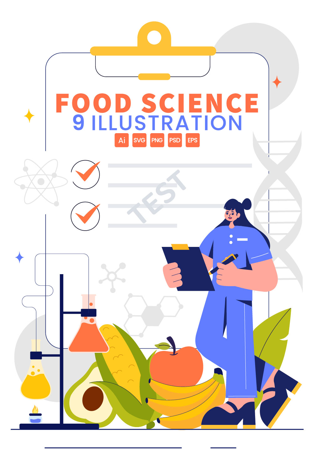 9 Food Science Laboratory Illustration pinterest preview image.