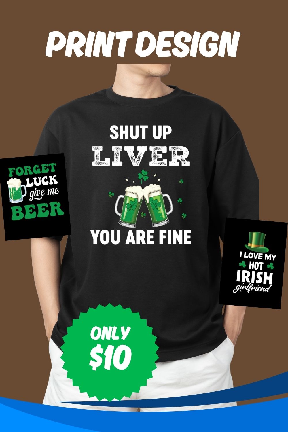 St Patrick’s Day T-Shirt Bundle | Funny Irish Beer & Shamrock Quotes - AI, EPS, SVG, PNG, JPG pinterest preview image.