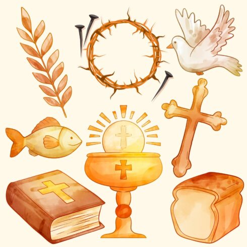 Good friday icons, vectors, jesus christ cover image.