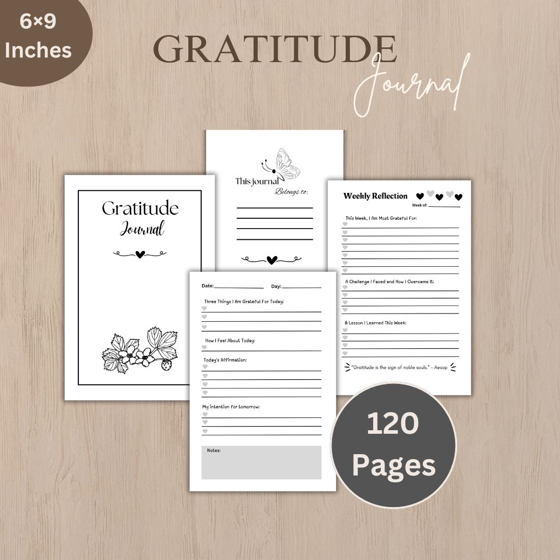 Gratitude Journal with weekly reflections (KDP Interior) cover image.