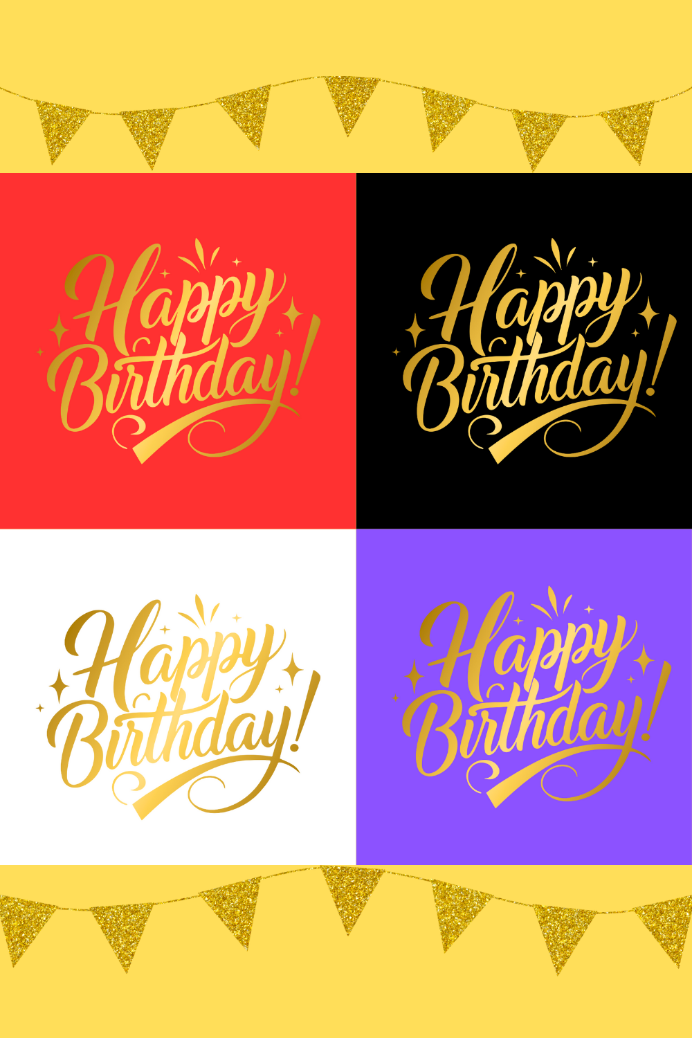 Elegant Happy Birthday Typography pinterest preview image.