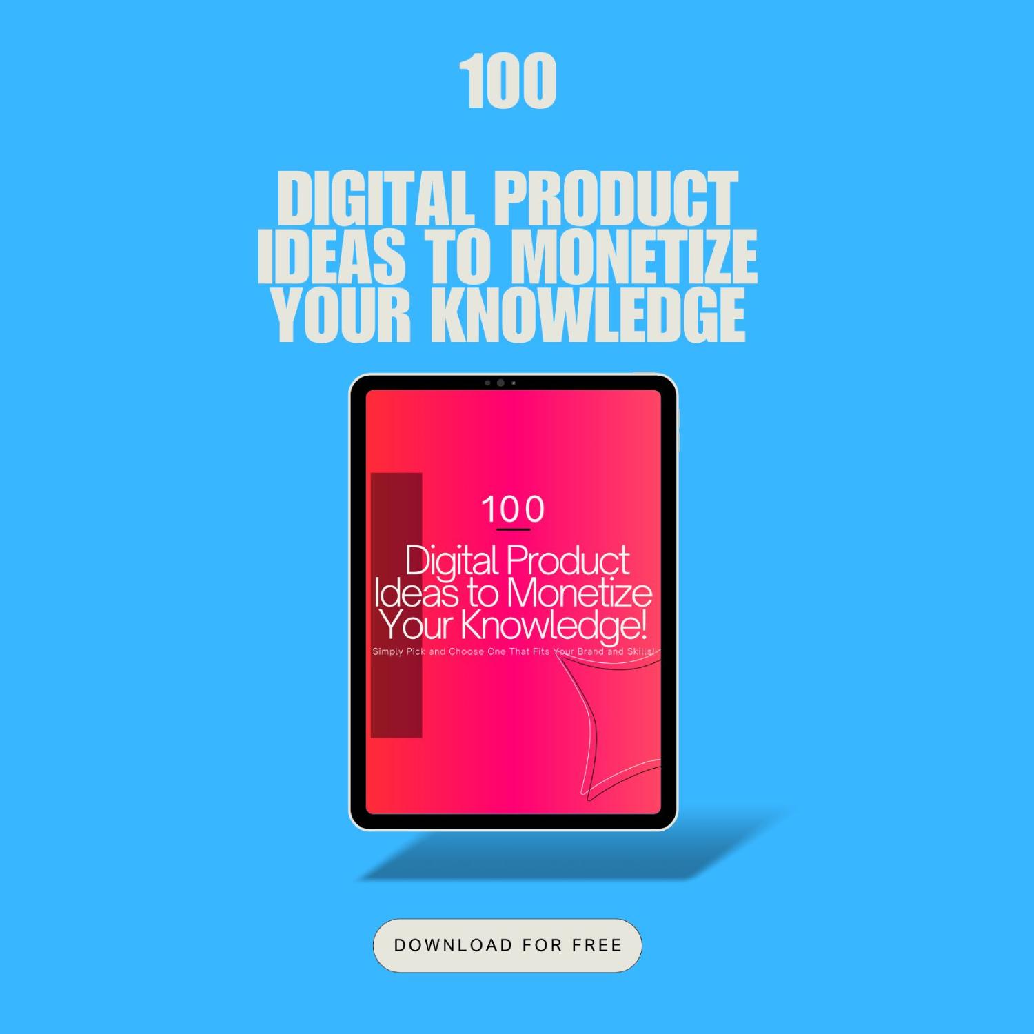 100 digital product ideas free preview image.