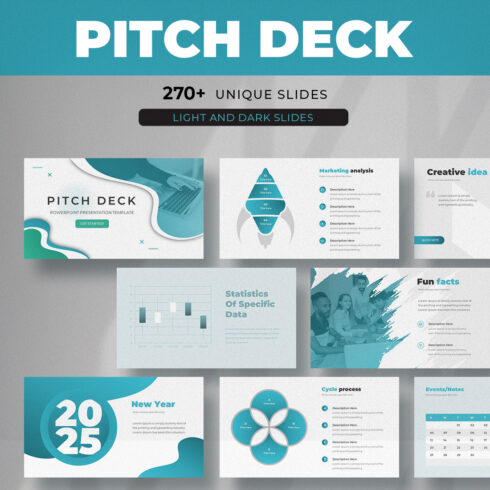 Pitch Deck PowerPoint presentation templates cover image.