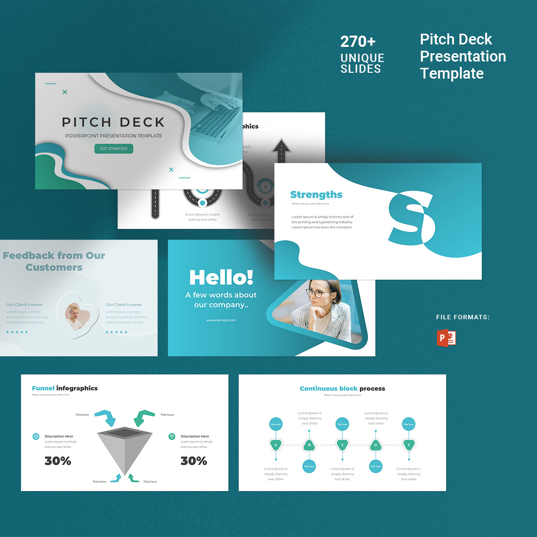 Pitch Deck PowerPoint presentation templates preview image.