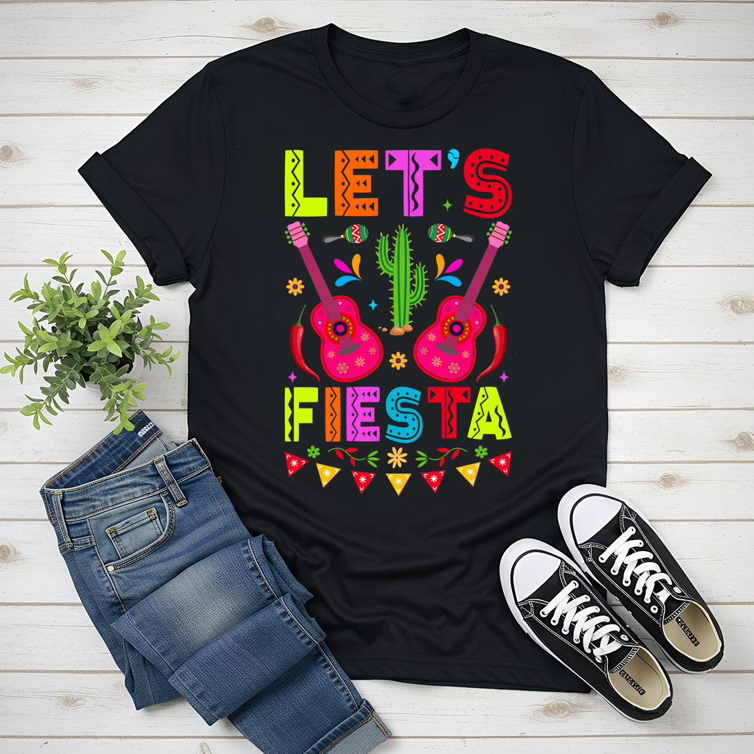 lets fiesta for funny cinco de mayo costume party t shirt black 676