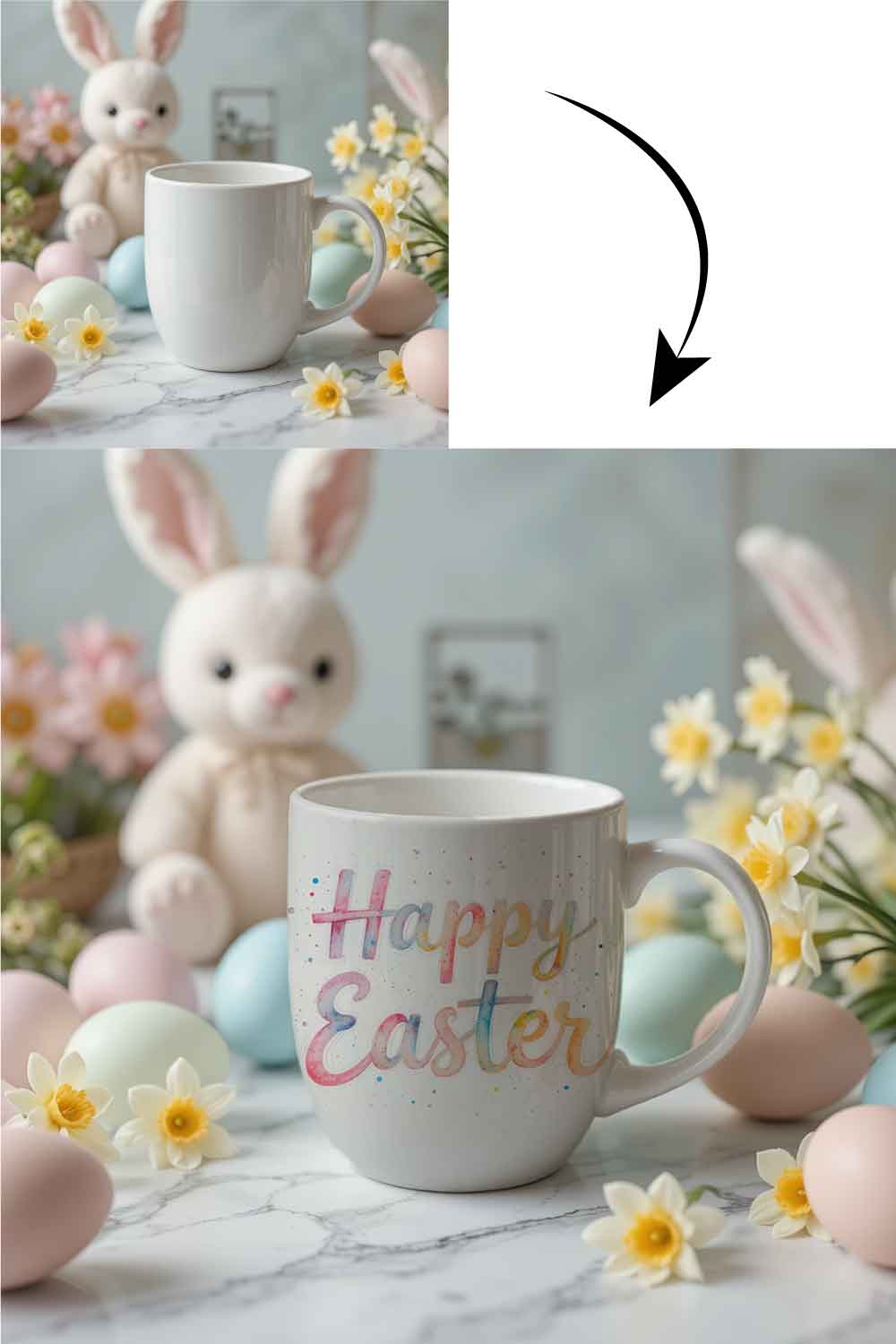 7+ Easter Mug Mockups pinterest preview image.