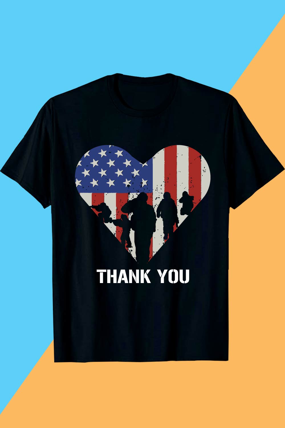 Patriotic Military Tribute – Thank You Memorial day t shirt design pinterest preview image.