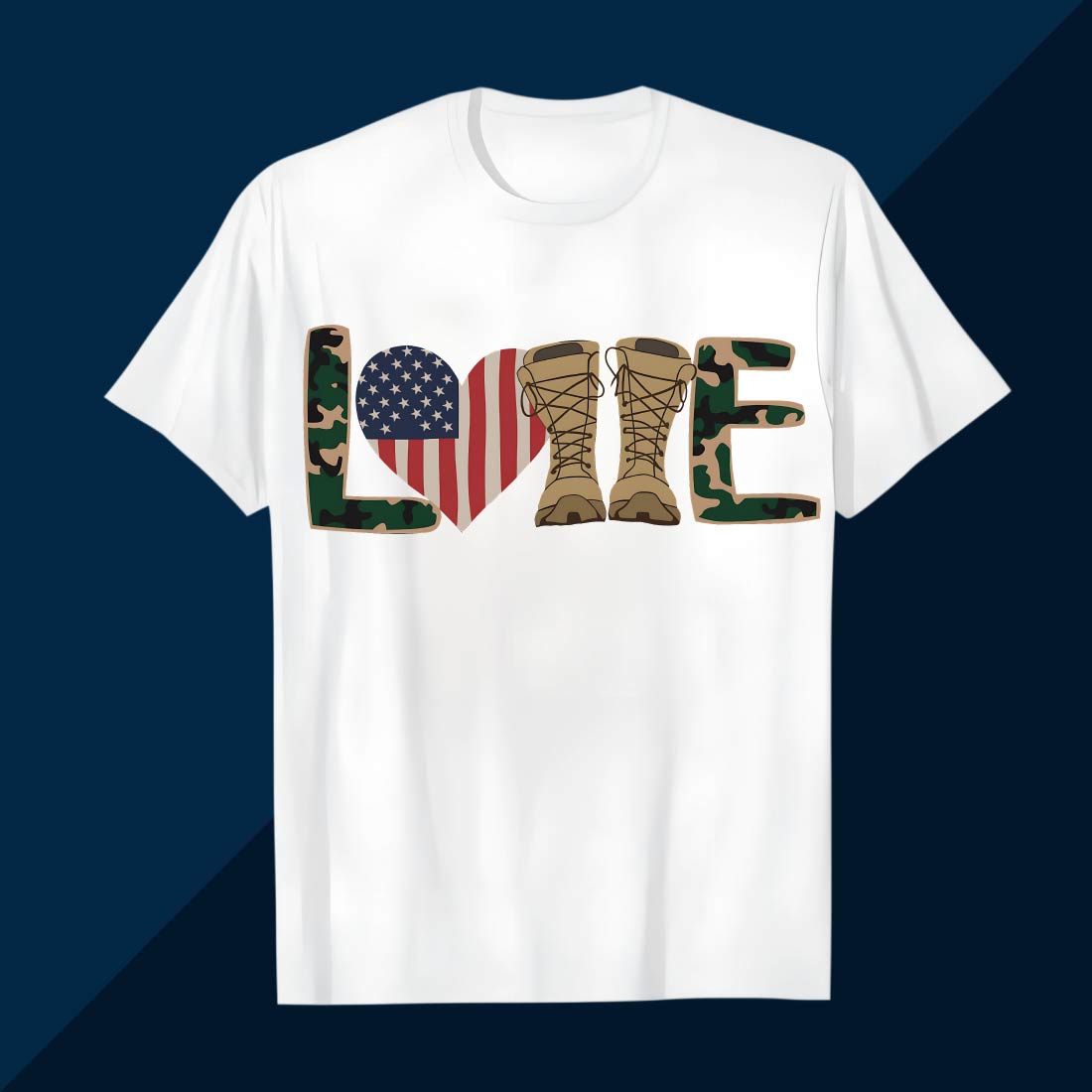 Patriotic Military "LOVE" Design T shirt Best Memorial Day Design t-shirt cover image.