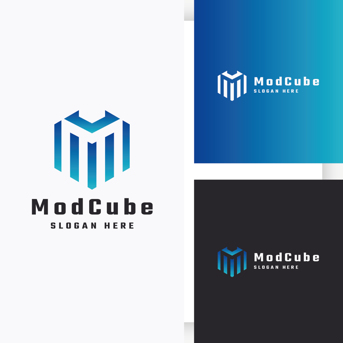 Mode Cube Letter M Logo preview image.