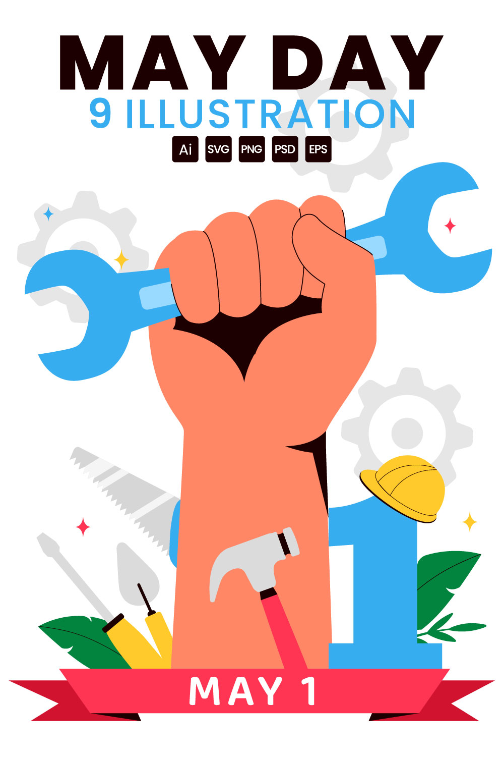 9 Happy May Day Illustration pinterest preview image.