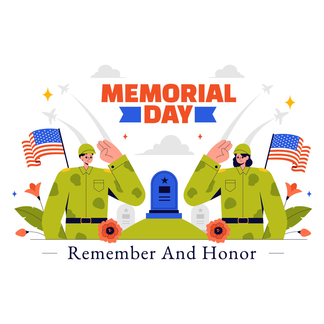 9 Patriotic Memorial Day Illustration cover image.