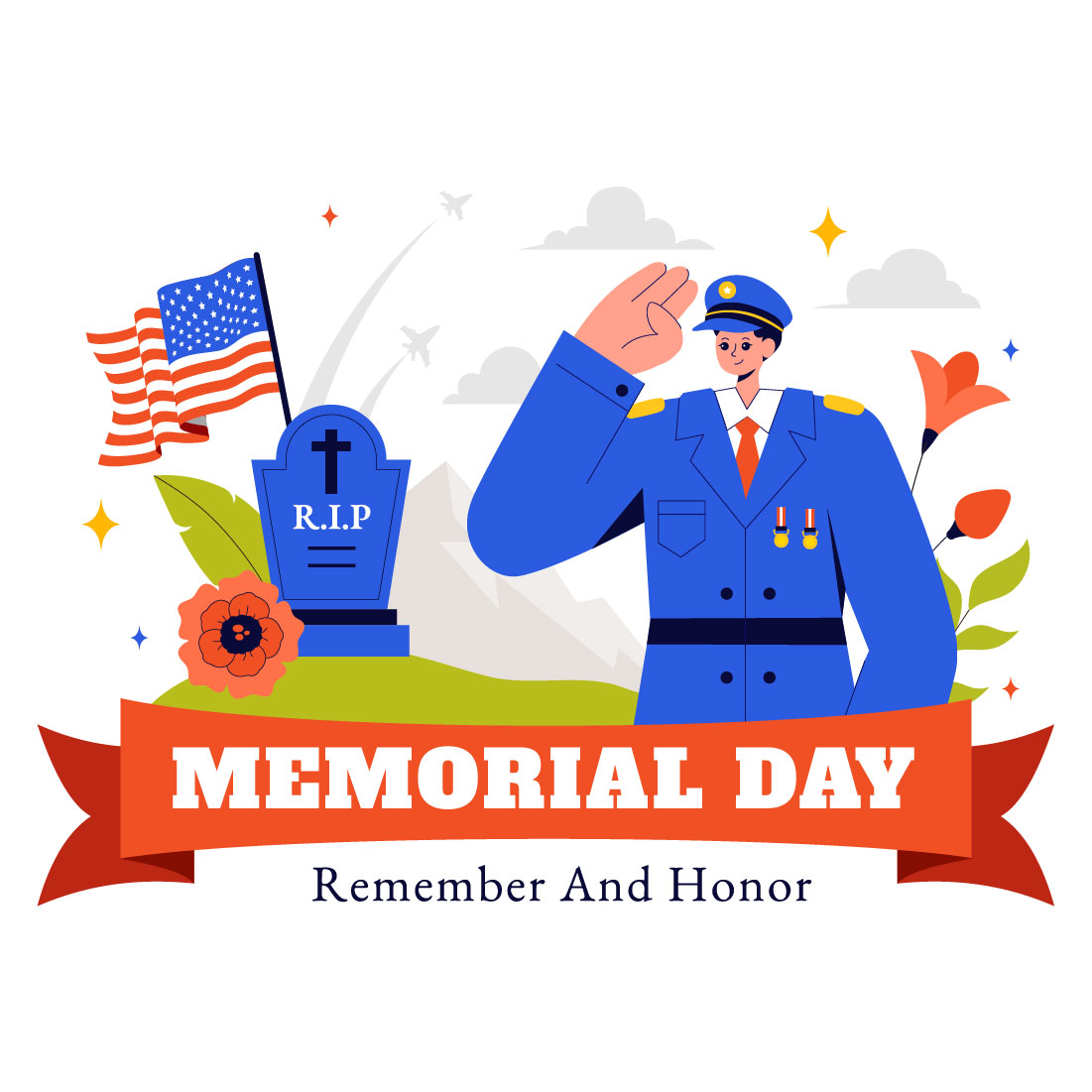 9 Patriotic Memorial Day Illustration preview image.