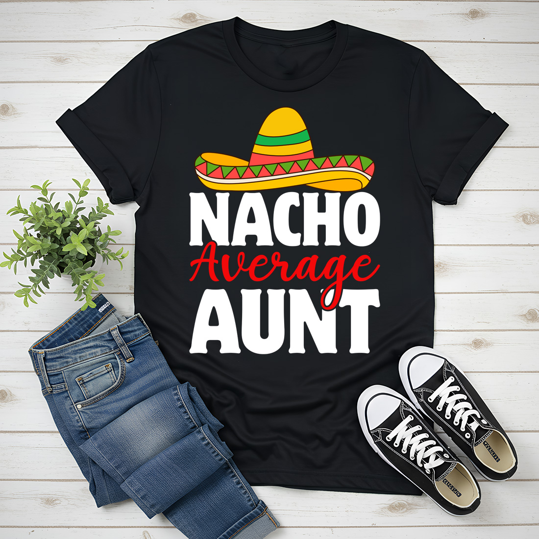 nacho average aunt cinco de mayo auntie t shirt black 284