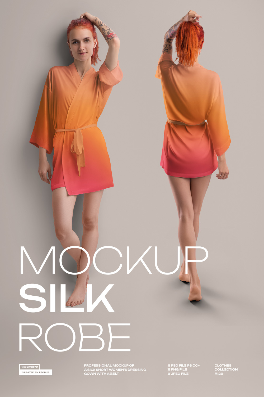 6 Mockups of a Silk Robe Vol 02 pinterest preview image.