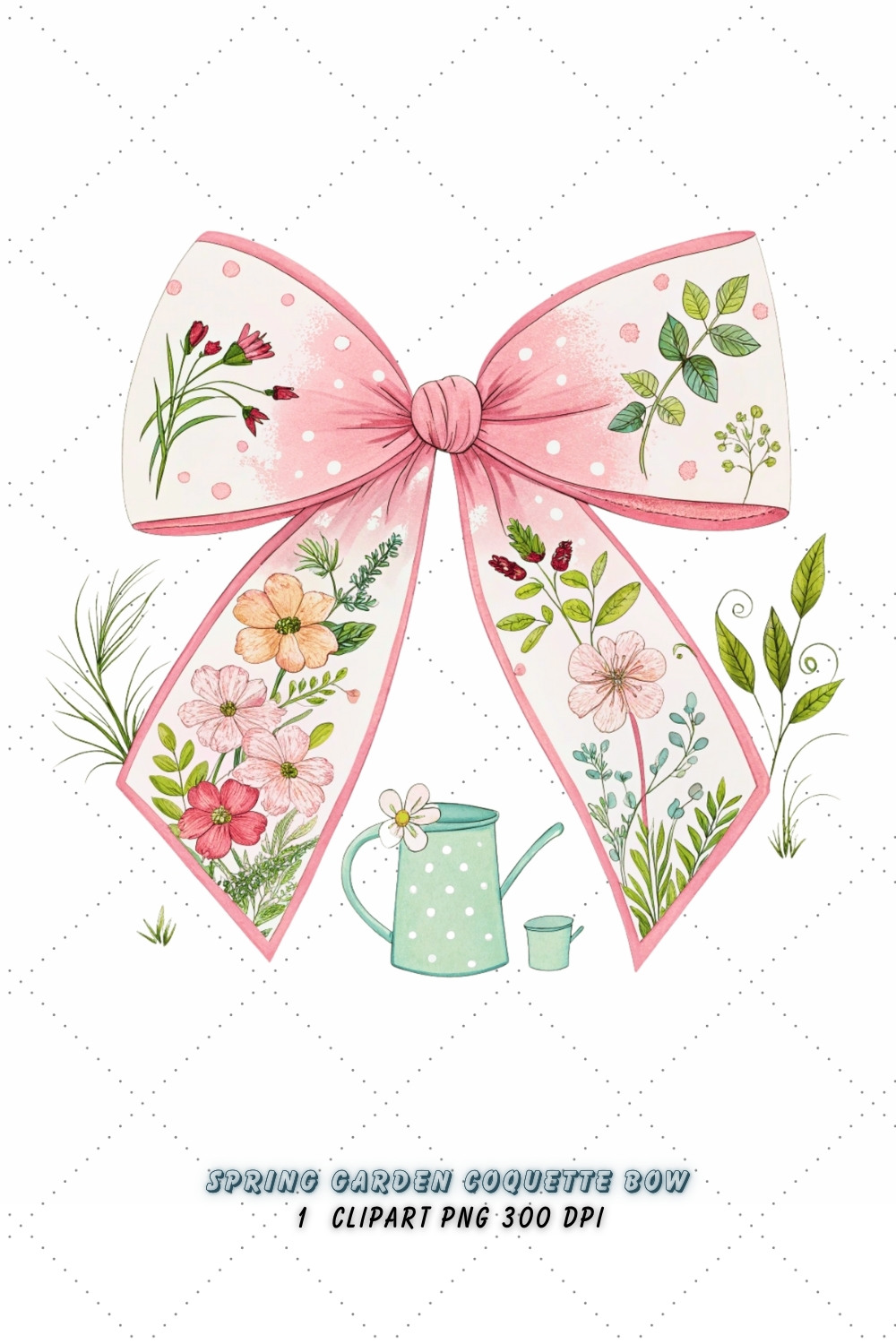 Spring Garden Coquette Bow Clipart, spring garden bow, coquette bow clipart, flowers bloom bow, garden design art, digital bow design, fresh spring bow, bloom bow art, spring floral design, coquette bow art, garden sublimation design, pinterest preview image.