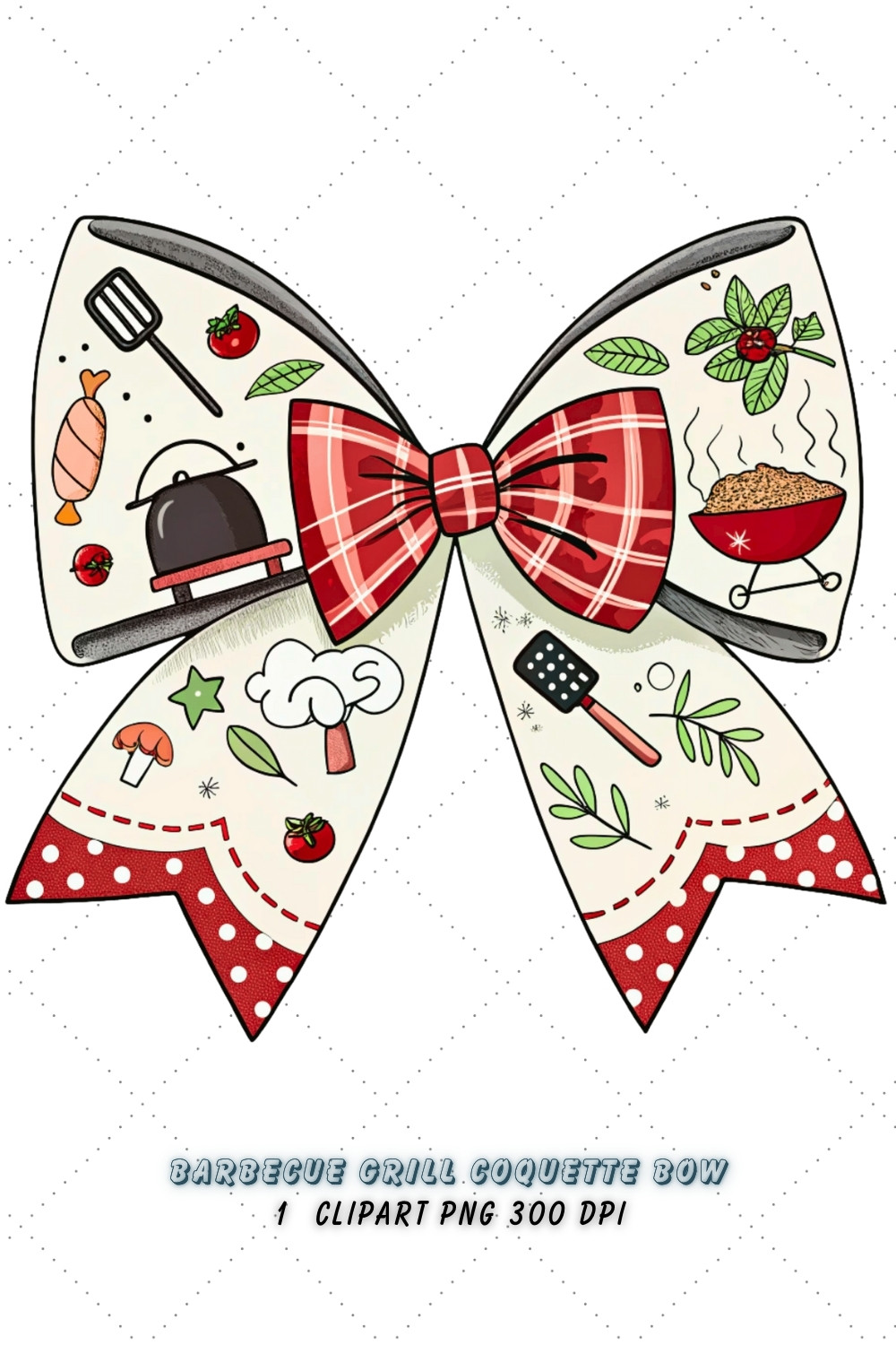 Barbecue Grill Coquette Bow Clipart, barbecue grill bow, coquette bow clipart, cookout theme bow, grill design art, digital bow design, summer barbecue bow, outdoor bow art, barbecue design clipart, coquette bow art, grill sublimation design pinterest preview image.