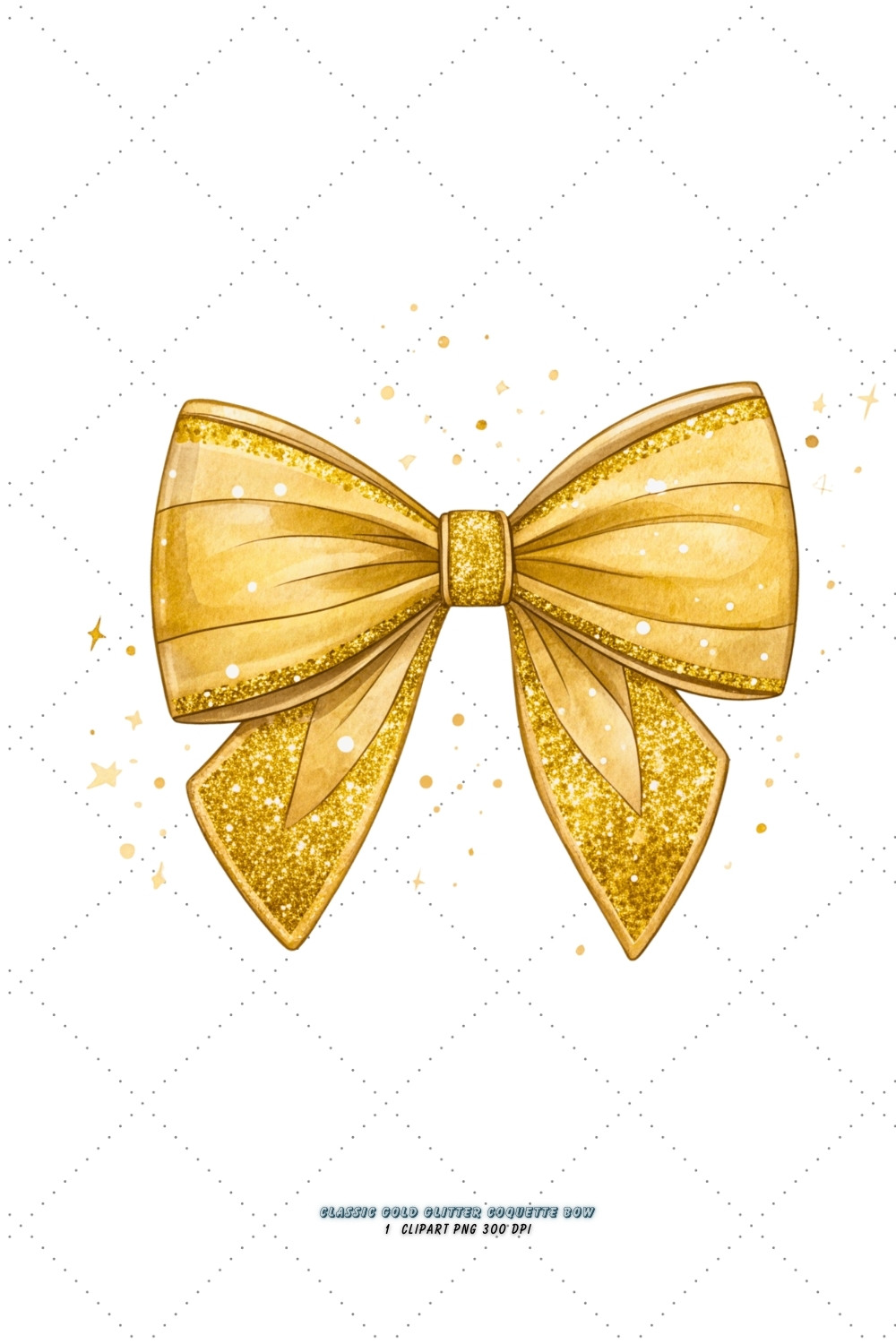 Classic Gold Glitter Coquette Bow Clipart, classic gold bow, glitter coquette bow, luxurious bow design, gold glitter clipart, digital bow design, elegant gold bow, glitter bow art, classic glitter design, coquette bow art, gold sublimation design pinterest preview image.