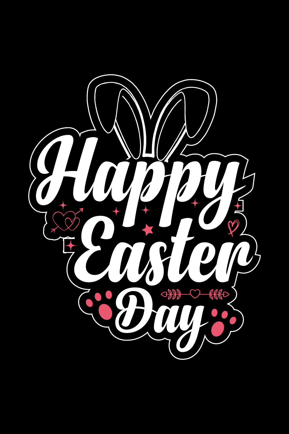 Happy Easter Day Bunny Illustration pinterest preview image.